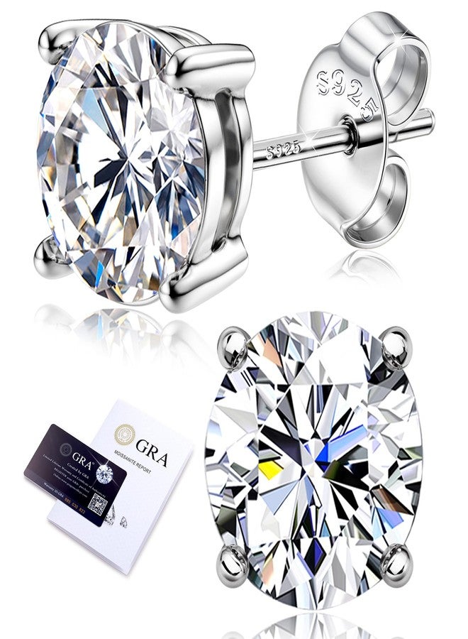 Blahanna أقراط مرصعة بحجر المويسانايت، مطلية بالذهب الأبيض عيار 18 قيراطًا، بقطع دائري لامع، مصنوعة من الفضة الإسترليني عيار 925، مضادة للحساسية، مجوهرات رقيقة من المويسانايت مناسبة للأذن الحساسة، لون D، نقاء VVS1، للنساء والرجال، 0.8-3 قيراط - Image 1